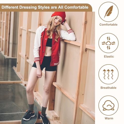 Justay 5 Pairs Slouchy Socks for Women - Knit Cotton Tube Cute Knee High Boot Long Scrunch Slouch Socks Gifts4