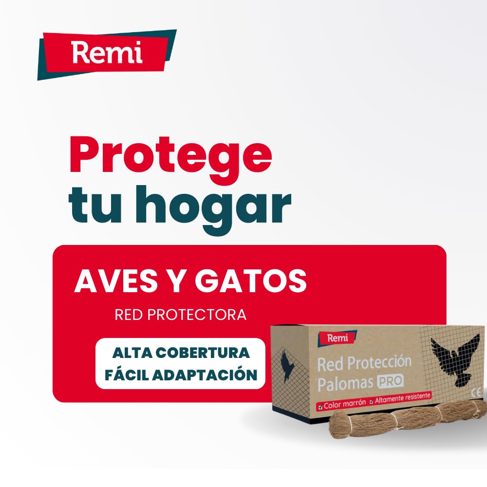 Remi Hogar Red Anti Palomas 10 Metros x 10 Metros Color Piedra-Marrón | Cobertura Total 100 Metros Cuadrados | Adaptable a Otros tamaños | Polietileno Resistente al Clima