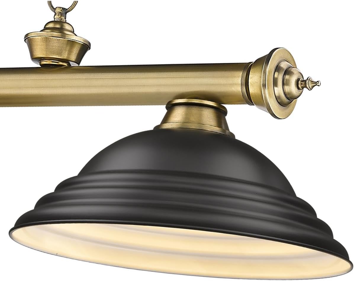 Z-Lite 2306-3RB-SMB Cordon Billiard Pendant, 3-Light 180 Total Watts, Rubbed Brass