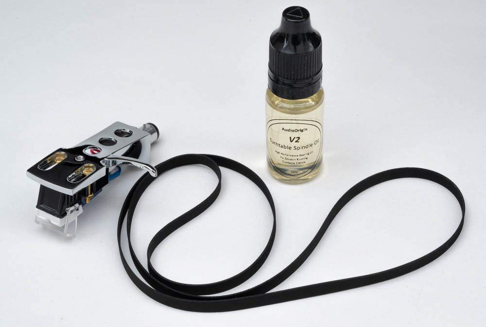 Chrome Plated Headshell, Cartridge, Stylus, Drive Belt, Lubricant Refurb Bundle for Pioneer PL-25, PL-31D, PL-100, PL-115D, PL-10, PL-155, PL-200X, Turntable, Vinyl player, -23