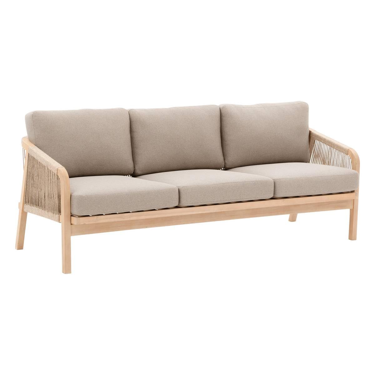 Hespéride - Salon de Jardin Papouasie Acacia - 5 Places - Coussins Déhoussables - Tissu Déperlant - Mobilier Extérieur pour Terrasse Balcon Patio
