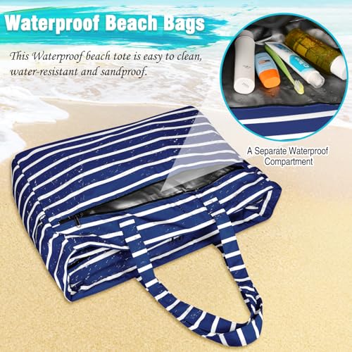 HUANLANG Extra Large Beach Bag Waterproof Beach Totes Bags for Women Men,Pool Bag with Zipper Wet Pocket3