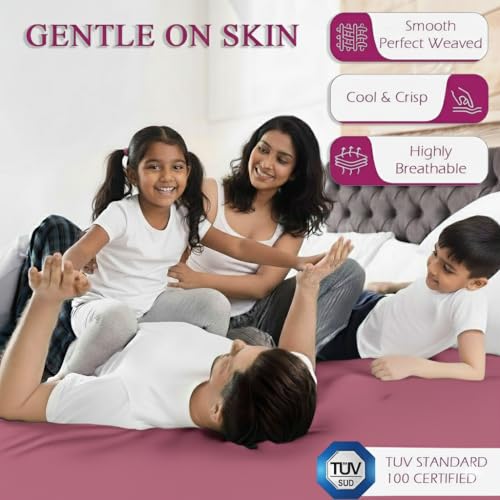 Image of Trance Cotton Feel Terry 72 x 70 inch Ultra Soft Waterproof Mattress Protector | Breathable - Hypoallergenic Fitted Style Mattresses Cover (72x70 inch | 6x5.8 feet, Pink - Pack of 1)