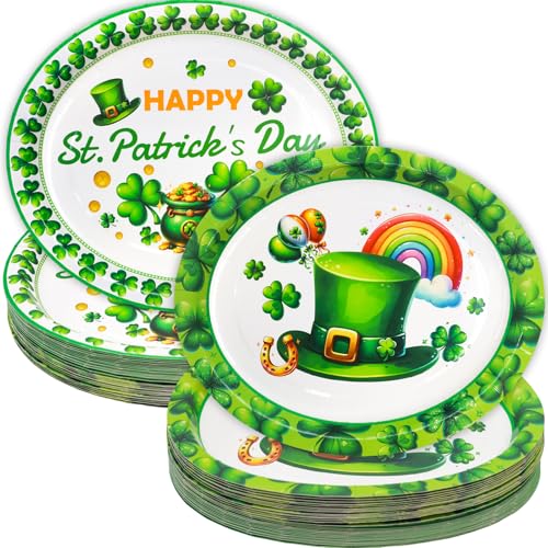 ceiba tree 30pcs St. Patrick's Day Oval Paper Plates Shamrock ...