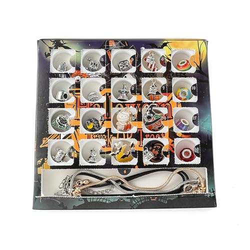 Halloween Treasures Charm Bracelet, Spooky Halloween Charm Bracelet with Interchangeable Charms Adjustable Fit, With Pumpkins Bats and Skulls Fun, For Parties and Daily Wear2