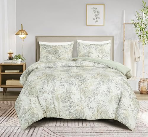 Chezmoi Collection Clematis 2-Piece Tranquil Floral Comforter Set Twin -