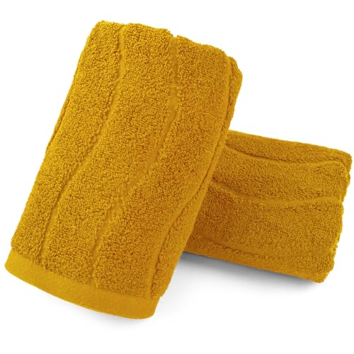 Jacquotha Wavy Striped Cotton Hand Towels, Set of 2, Dry Your Hand Instantly, 13x...
