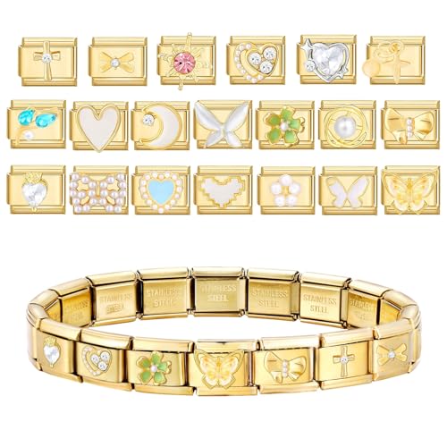 Italian Charms Bracelet Sets with 1Pcs Starter Brascelet 9Pcs Charms 9mm Italian Modular Charm Bracelet DIY Module Jewelry Gifts4