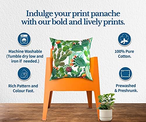 Amazon Brand - UMI Tropical - Tropic Bloom 100% Cotton Pack of Two Cushion Covers 45 cm by 45 cm