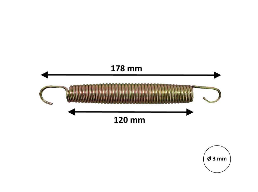 walexo Trampolinfedern (Zugfedern) – rostfreier Stahl, doppelt beschichtet – Ø 3 mm – Länge 178 mm – Verschiedene Mengen erhältlich