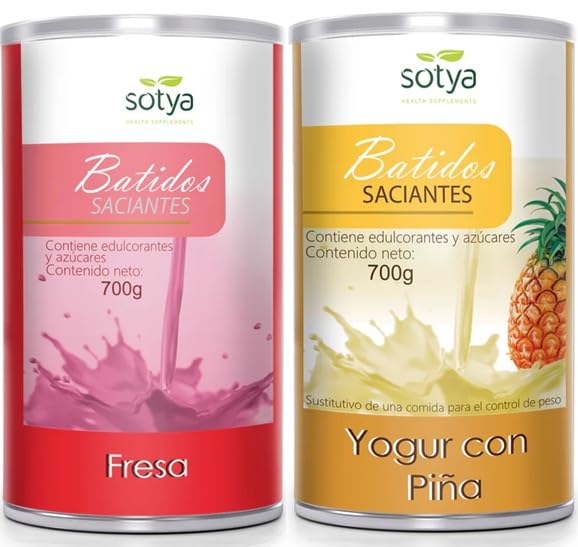Batidos Saciantes Sustitutivos de Comida para Control de Peso – Pack 2 Sabores Yogur con Piña y Fresa | Con Fibra, Proteínas, Vitaminas y Café Verde | Dieta Hipocalórica