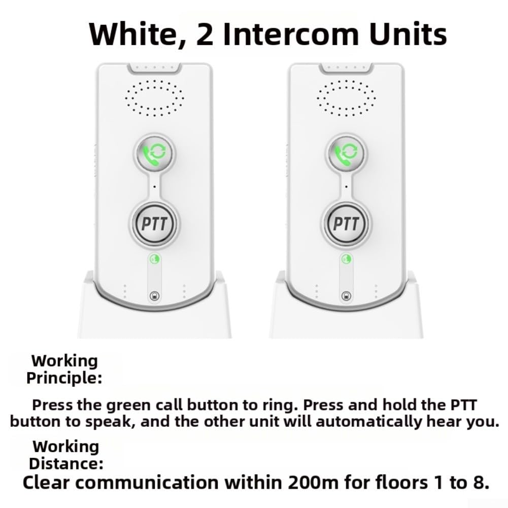 Interphone sans fil avec voix bidirectionnelle, système d'entrée de maison longue portée de 1000 m, unité résistante aux intempéries, pour villa à plusieurs étages, matériau ABS (blanc)