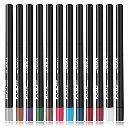 Waterproof Eyeliner, 12 Color Eyeliner, Eye Shadow Pencil, Eyebrow Pencil, Lip Liner, Multifunctional Color Painting Cosmetic Tool (12Pcs) (Style-1)