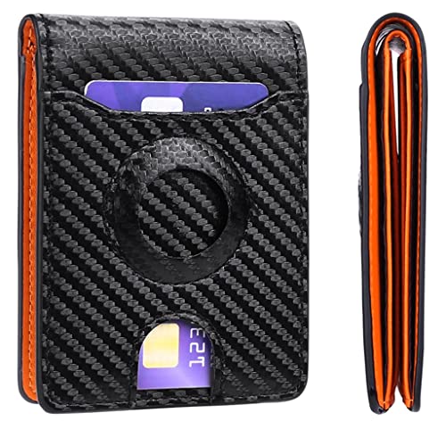 LOKAXXZU Billetera para Hombres Anti-perdidas y Soporte de Tarjeta antirrobo Soporte de Tarjeta Delgada Mini Billetera Fibra de Carbono minimalismo Clip (d, 11 * 8cm)