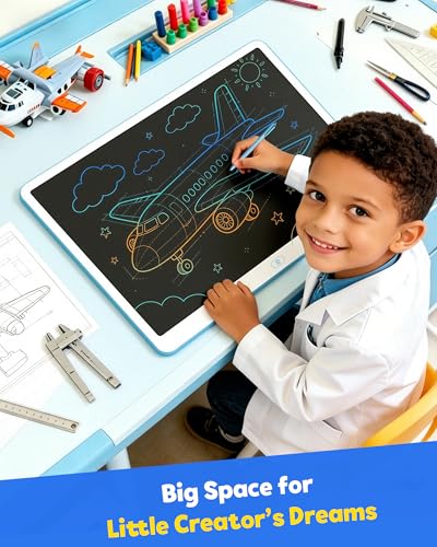 Image of TEKFUN 20inch LCD Writing Tablet with Stylus, Erasable Doodle Board Mess Free Drawing Pad for Kids, Car Trip Educational Toys Birthday Christmas Gift for 3 4 5 6 7 Girls Boys(Blue)