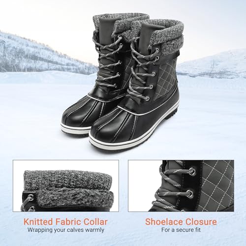 DREAM PAIRS DREAM PAIRS Women's Snow Winter Boots Mid Calf Waterproof Duck Warm Outdoor Winter Boots Shoes,Size 7,Grey,MONTE_01