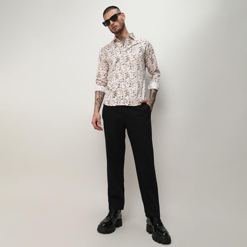 Image of CAHOOT Men's Shirt for Casual Wear |Regular Fit | Cotton Spread Collar Shirt Crafted with Regular Sleeve, Comfort Fit & High-Performance for Everyday Wear