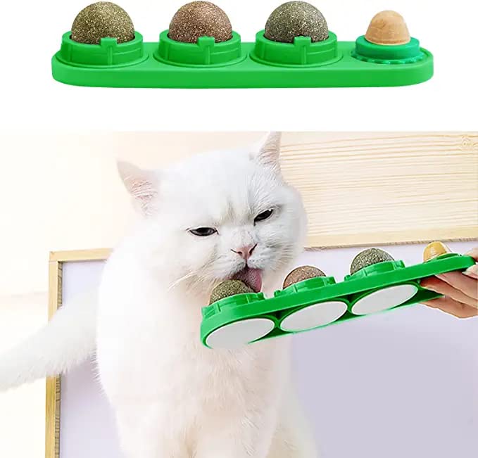 STARROAD-TIM Katzenminze Wandball Katzenminze Spielzeug für Katzen Zähne sauber essbar rotierende Katzenminze Bälle gesunde natürliche Katzenleckerli (Grün)