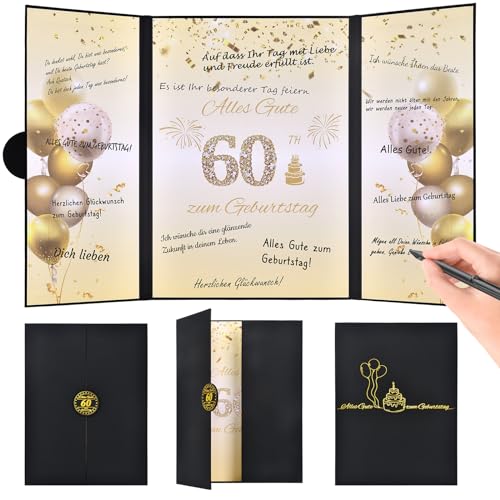 Yibat Tarjeta de cumpleaños para 60 cumpleaños con firma de 60 cumpleaños, tarjeta de felicitación, regalo de cumpleaños para hombres y mujeres, decoración de cumpleaños para fiestas
