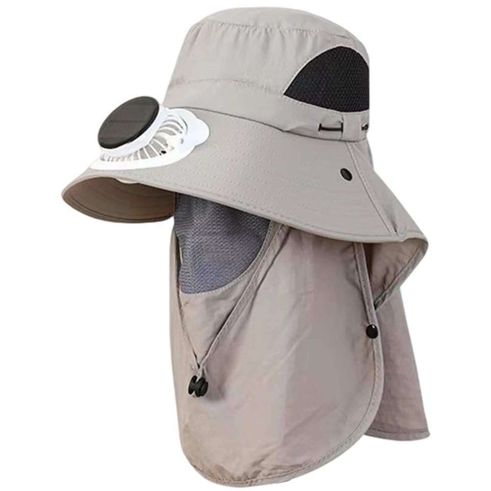 Chapeau de pêche contre les insolations avec protection UV intégrale et éventail d'aération