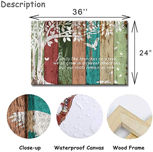 Vividhome Family Tree Canvas Wall Art Multicolor Tree Abstract Rustic Artwork Ready To Hang For Living Room Bedroom Home Decorations Quote Picture Painting 24"X36" #TOP5