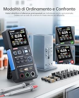 FNIRSI LC1020E Misuratore LCR 100kHz, Tester per Resistori Induttori Condensatori, 19999 Conteggi, Rilevamento Auto Componenti, Misura ESR/Q/D/θ/X, Doppio Parametro, Calibrazione Aperto/Cortocircuito