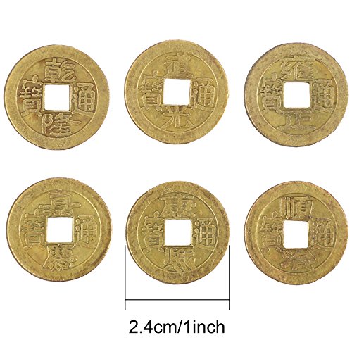 Hestya 100 Pcs 1 Inch Chinese Fortune Coins Feng Shui Good Luck Coins Ancient Dynasty Era