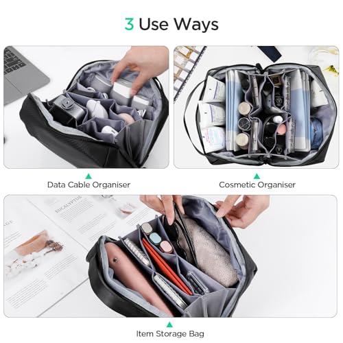 Romon Kabeltasche Organizer Tasche, Universal Kabelorganizer Tasche, Reisekabel Organizer, Schwarz