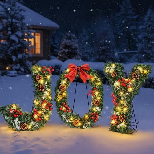 Janinka Joy Lighted Outdoor Christmas Decorations Set 16.5 x 12.6 Inch Illuminated Letters Yard Signs for Patio Lawn Garden Green Holiday Light Display for Festive Decor 2025 Janinka Joy Lighted Outdoor Christmas Decorations Set 16.5 x 12.6 Inch Illuminated Letters Yard Signs for Patio Lawn Garden Green Holiday Light Display for Festive Decor 2025