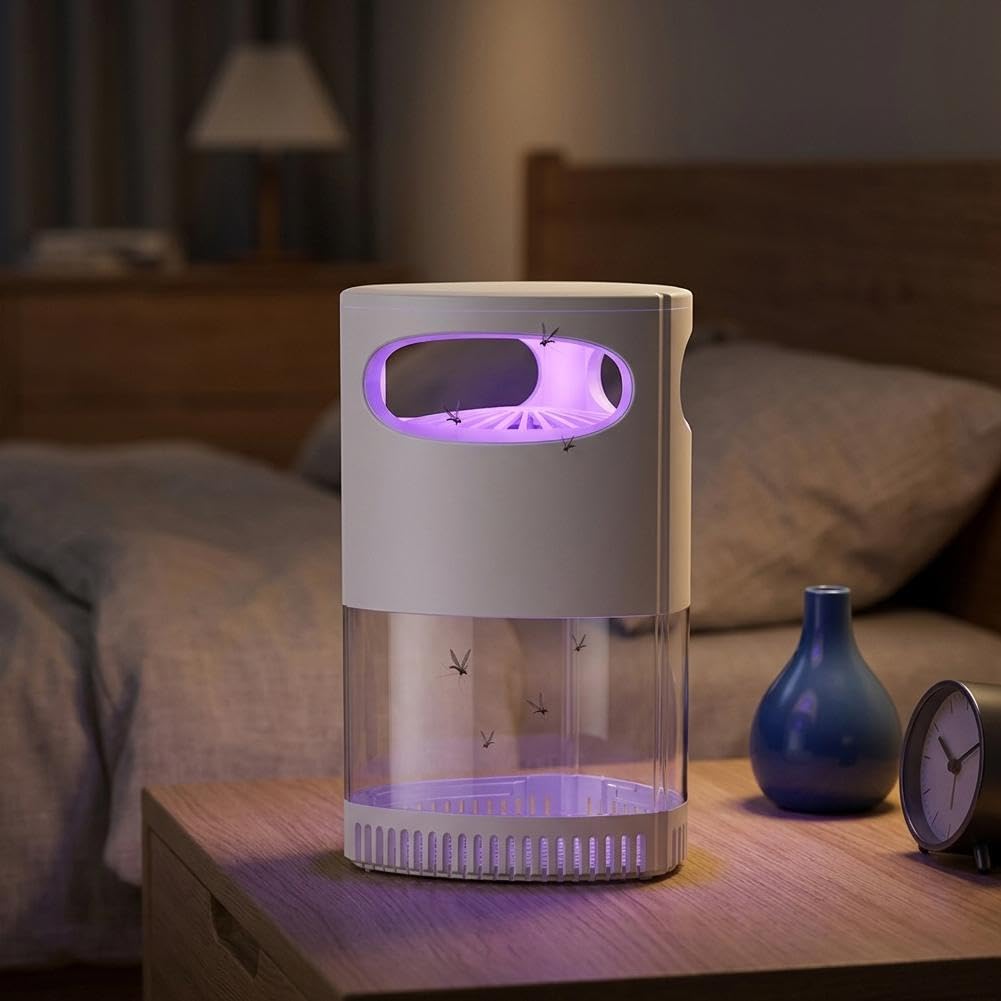 Mosquito Zapper, Bug Zapper,Ultra-Quiet UV Suction Mosquito Trap with 360° Light,Silent Electric Mosquitos Killer Lamp,UV Insect Repellent Waterproof,USB Powered Fly Killer for Bedroom Home (white)