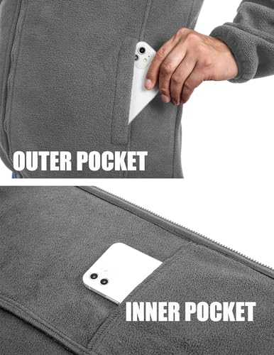 Image of COOFANDY Men Polar Fleece Jacket Lightweight Full Zip Jacket Casual Outdoor