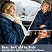 Sojoy Wearable 12V Heated Car Blanket with Zipper Design, Flannel Sherpa Electric Shawl for Cars Trucks SUVs, Fast Heating Lap and Shoulder Wrap for Cold Weather Travel，Navy Blue