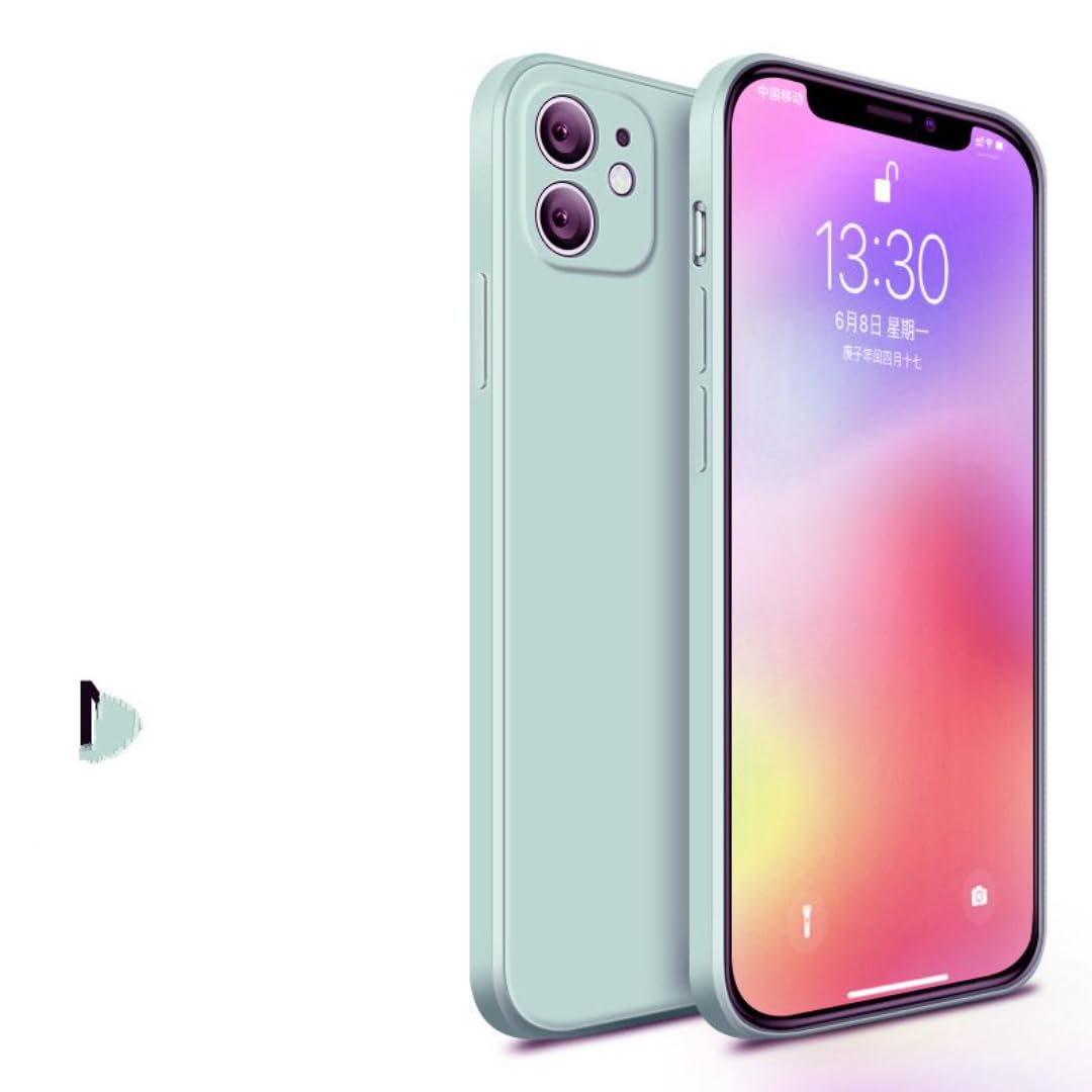 Coque silicone liquide iPhone 13 cyan protège écran objectif contre chutes - 6
