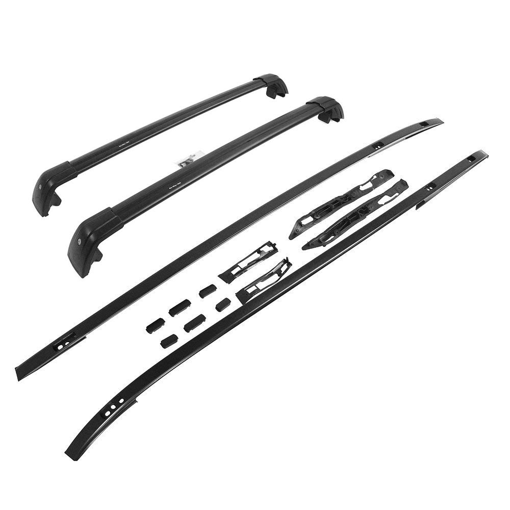 Amazon | SnailAuto ルーフラックレールクロスバーキット 4個 ブラック