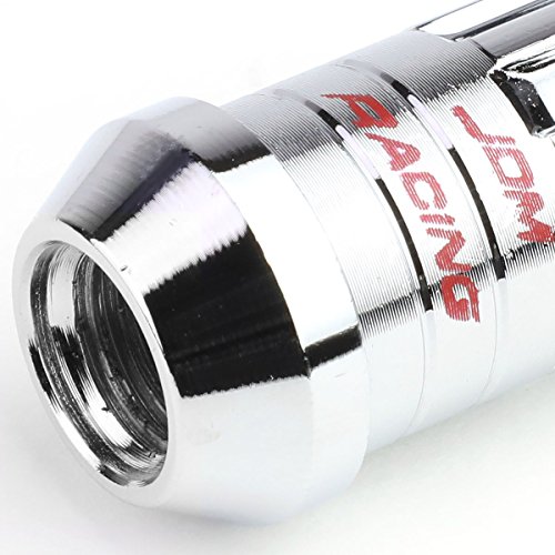 Image of DNA Motoring LN-ZTL-9017-125-CH 16Pcs M12 x 1.25 Open End Steel Wheel Lug Nuts w /Lock Nut + Key + Extension Adapter, 25mm OD /45mm H (Chrome)