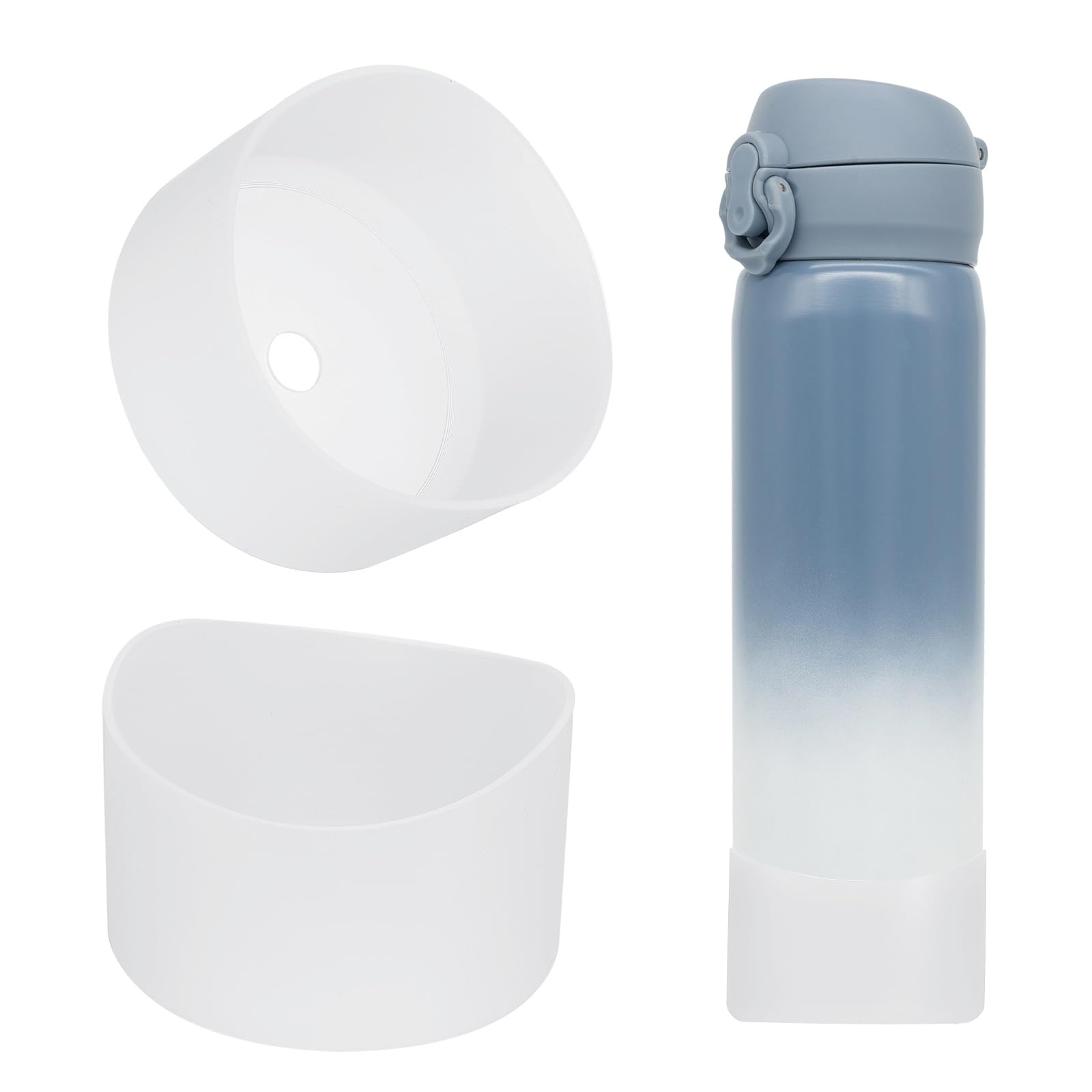 sourcing map 2Pcs Silicone Water Bottle Boot, Silicone Cup Protector, Anti-Slip Protective Sleeve Bottom Accessory for Stainless Steel Water Bottles,Transparent