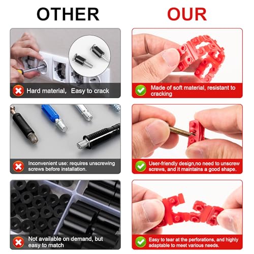 Image of Outlet Spacers for Electrical Box, 96 PCS Electrical Outlet spacers shims | Plastic Wall Plate Spacer, Tile Backsplash Shims for Loose Outlet /Switch Repair (Stackable)