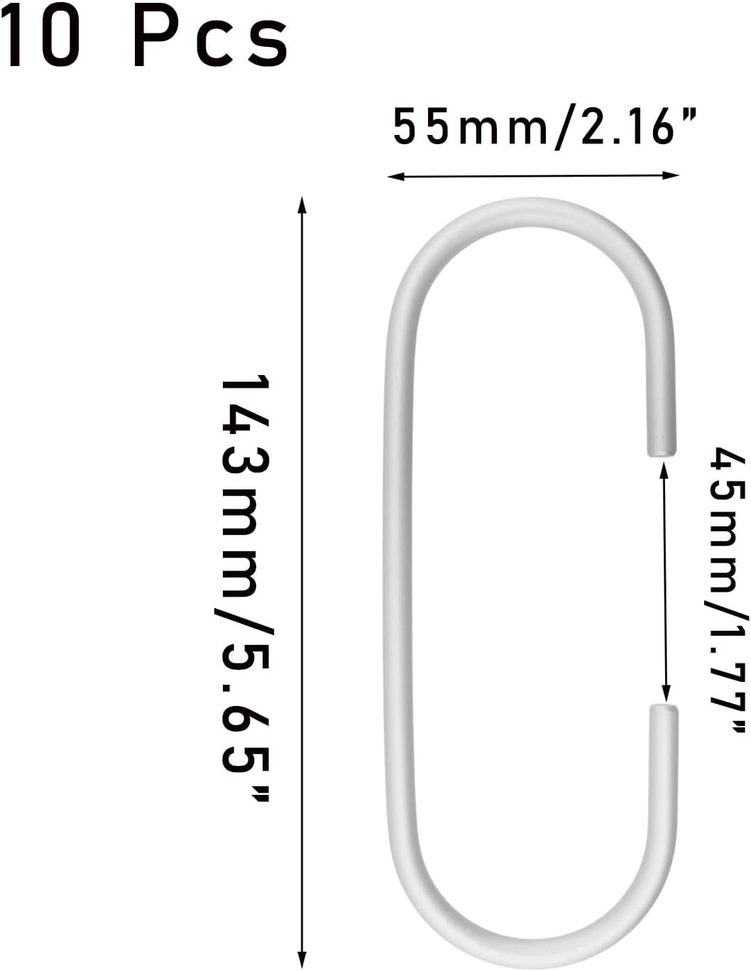 10 PCS C-Shaped Hook for Hanging, Hanger Hooks for Hanging Clothes, Towels, Shoe Bag（Sliver,10Pcs）