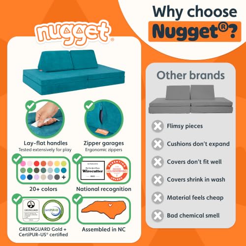 Image of Nugget - The Original Play Couch for Kids - Modular Foam Children's Sofa for Playroom, Imagination, & Creative Open Ended Play - Washable & Convertible Playroom Furniture, Atlantis