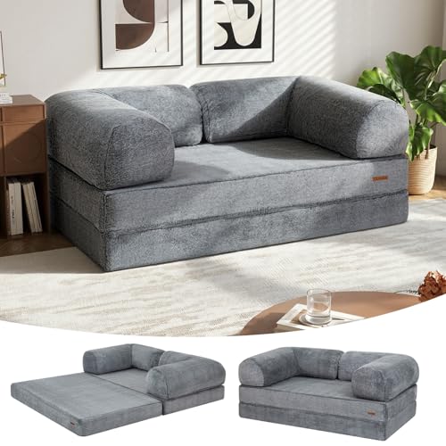 COMAX 4-in-1 Queen Sofa Bed with L-Shaped Arms, Snow Grey