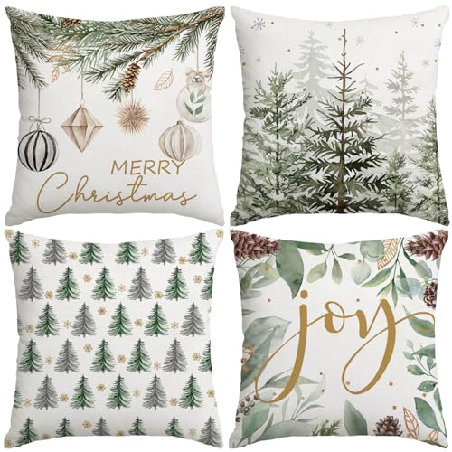 Miaikoe Frohe Weihnachtsbaum Kissen Abdeckungen Dekorationen, 45x45cm...