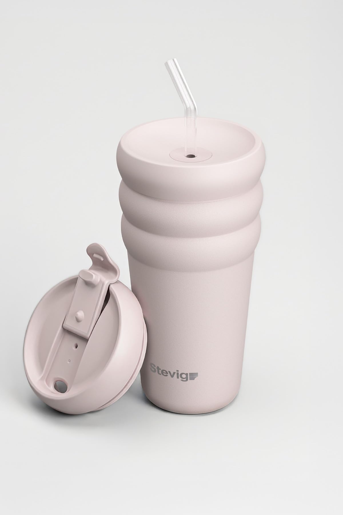 3 Bubble Two-Cap Straw Tumbler Çelik Termos 600 Mililitre Soft Quartz ST-248