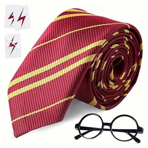Halloween Wizard Costume Accessories Set Wizard Tie and Black Glasses Frame Magic Novelty for Adult Halloween Party Cosplay Gifts