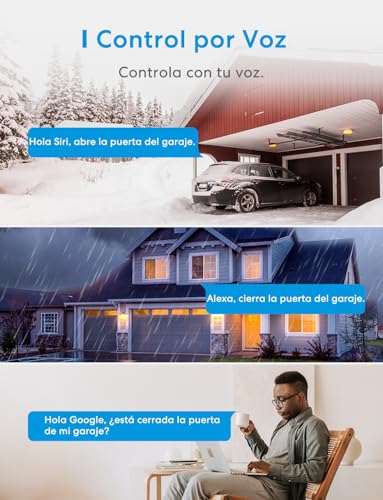 Miniatura 5 de Meross Abridor De Puertas De Garaje Inteligente, Control Remoto Y De Voz, Función De Cronómetro, Compatible Con Apple Homekit, Alexa, Google Asistente Y Smartthings