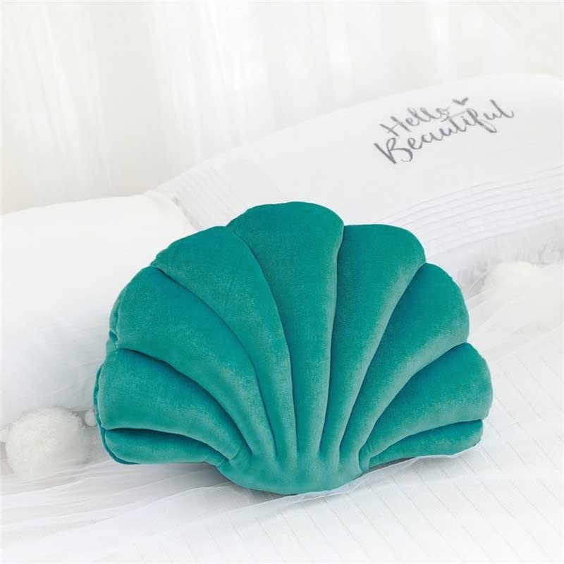 Seashell Decorative Cushion (Pack of 1, Size: 16x16 Inch, Teal Blue, Velvet) Seashell Cushion for Home Decor, Bedroom, Living Room, Nursery, Luxury Cushion-image-24