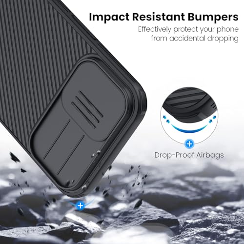 Image of Nillkin for iPhone 17 Case with Slide Camera Cover, Thin Slim Fit, Shockproof Protective, Protector Privacy, Phone Case iPhone 17 Camera Lens Protector 6.3 inch, Black
