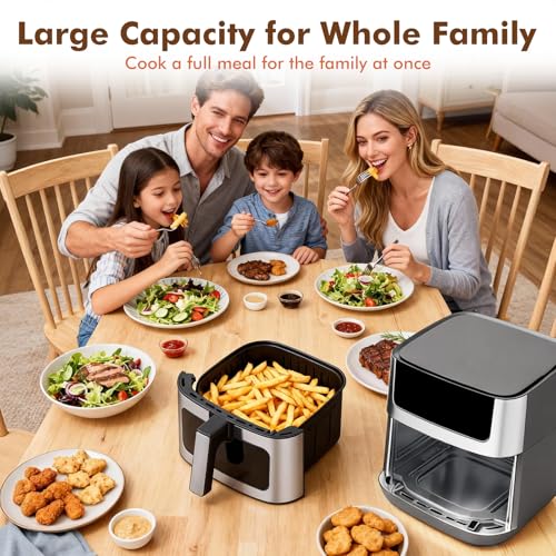 Sweetcrispy 6.34QT Air Fryer, 8-in-1 Air Fryers Oven with Visible Window, 400℉ Fast Heating, Nonstick Dishwasher-Safe Basket, Timer & Auto-Off, Stainless Steel, Grey by Sweetcrispy - Image 7