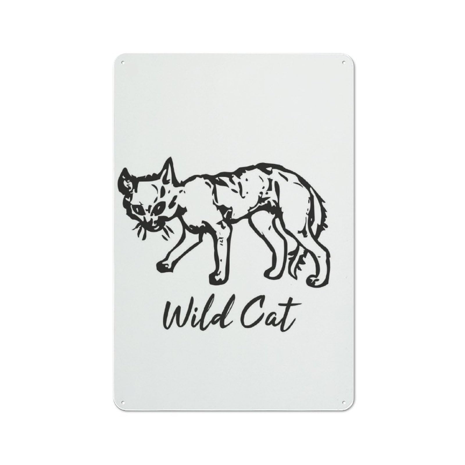 Wild Cat Line Ilustration Printed Tin Plaque, Clean Printed Wall Decor for Breakfast Nook, Kitchen Wall And Home Cafe, 30x20cm