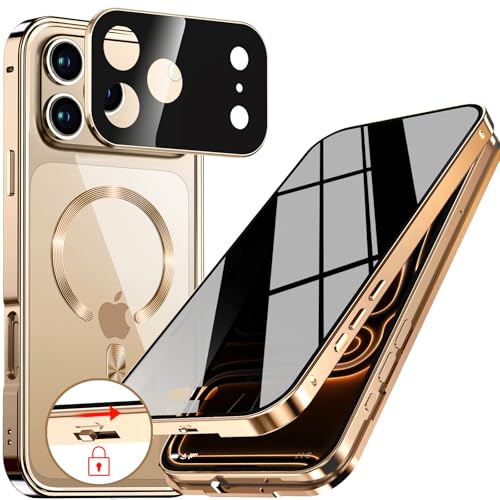 Coque anti-espion magnétique iPhone 17 Pro Max intégrale or de luxe 6.9"