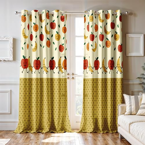 Image of Ultimate Trends Light Filtering Kids Curtain | Fairy, Dragon Castle, Safari & Jungle Animal Prints | for Kids Room Doors and Window | 6 FEET Pack of 2 |Sunny Orchard